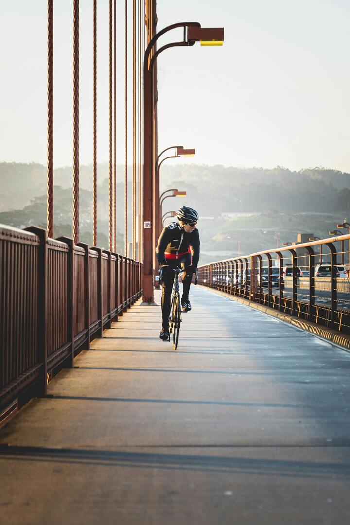 Golden Gate Bridge with cyclist